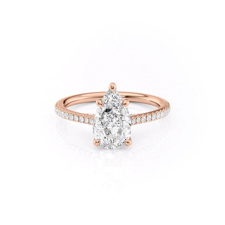 The Pave Clara Set With Pear Pave Lab Diamond 1 Carat 14K Rose#material_14k-rose