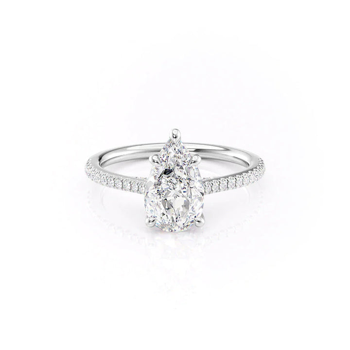 The Pave Clara Set With Pear Pave Lab Diamond 1 Carat 14K White#material_14k-white