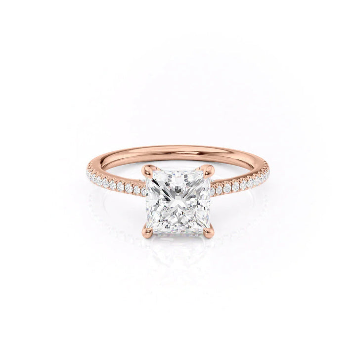 The Pave Clara Set With Princess Pave Lab Diamond 1 Carat 14K Rose#material_14k-rose