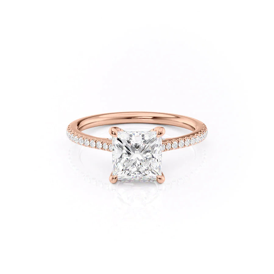 The Pave Clara Set With Princess Pave Moissanite#material_18k-rose