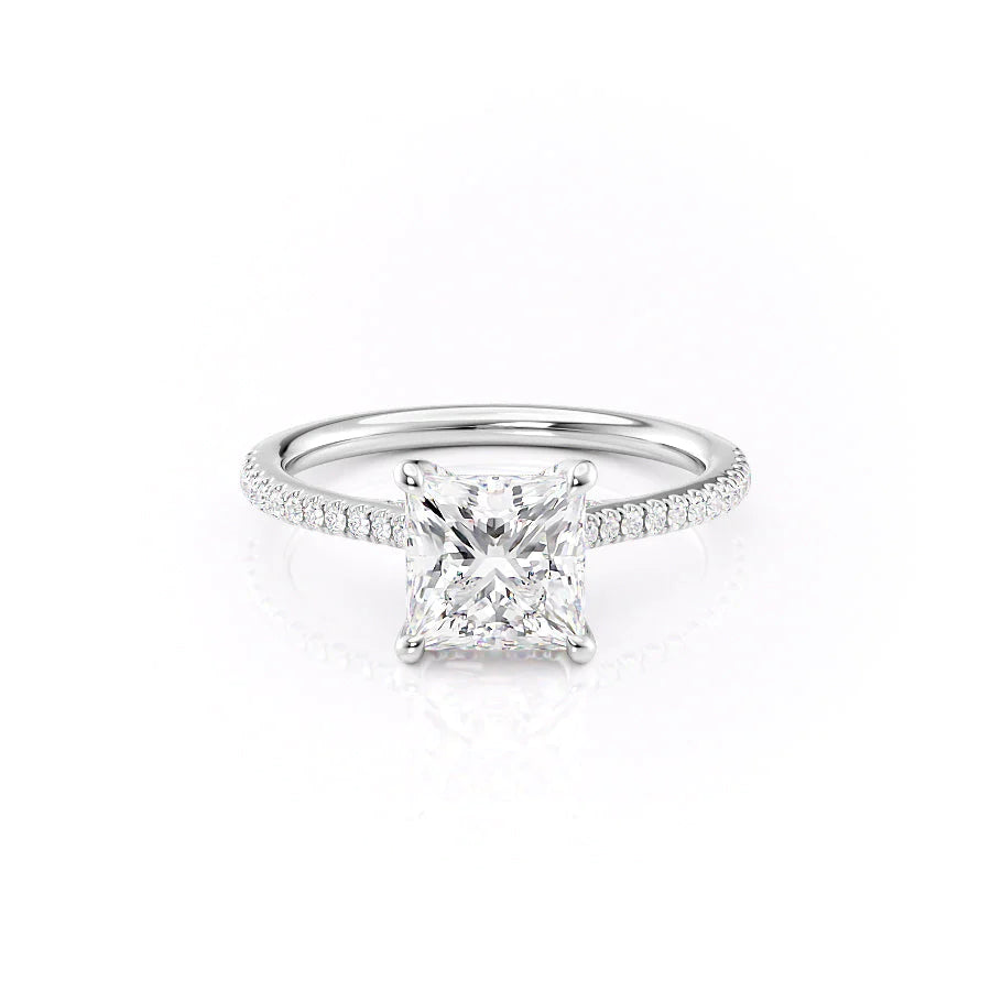 The Pave Clara Set With Princess Pave Lab Diamond 1 Carat 18K White#material_18k-white