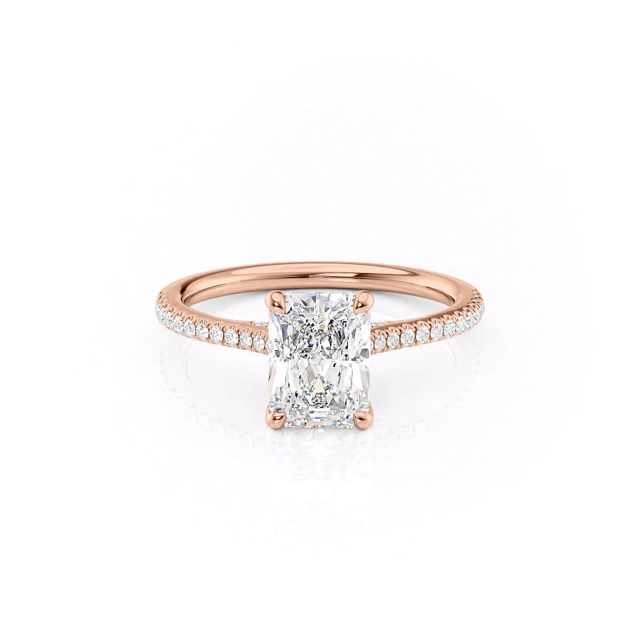 The Pave Clara Set With Radiant Pave Lab Diamond 1 Carat 14K Rose#material_14k-rose