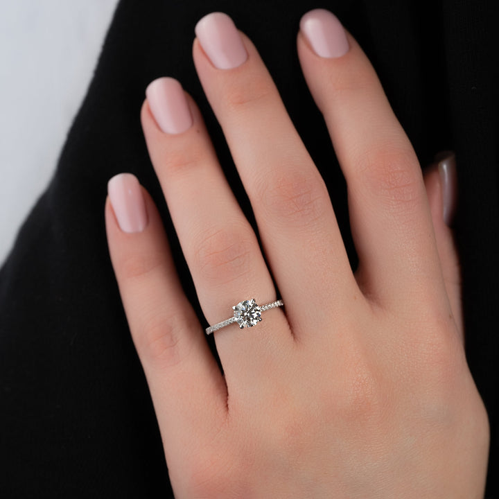 The Pave Clara Set With Round Pave Moissanite#material_14k-white