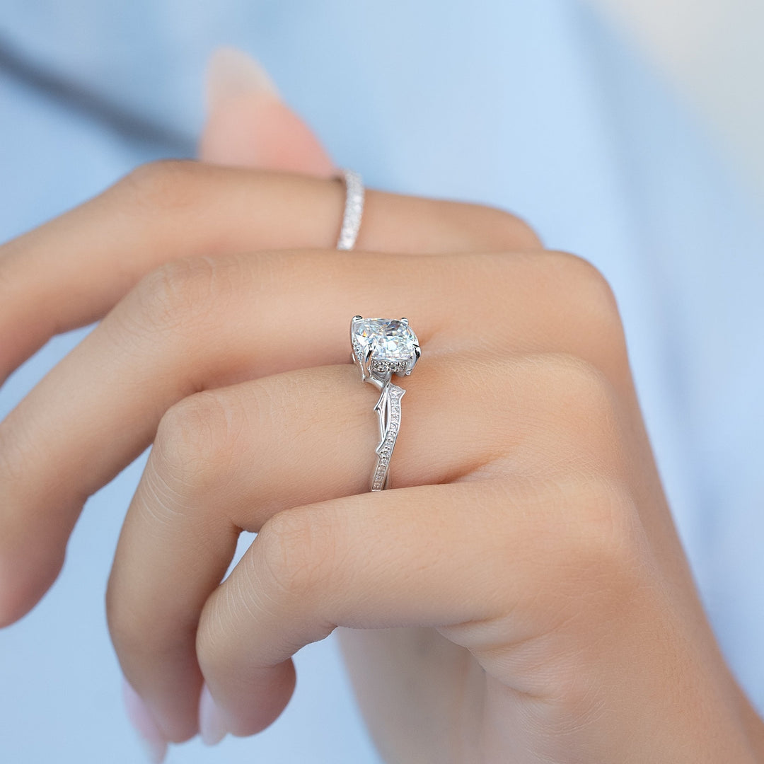 The Pave Coco Cushion Lab Diamond Moissanite Engagement Ring