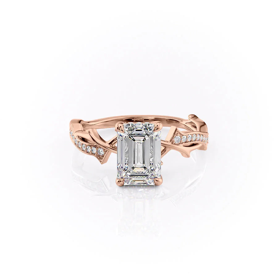 The Pave Coco Set With Emerald Pave Moissanite#material_14k-rose