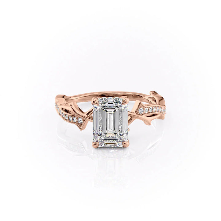 The Pave Coco Set With Emerald Pave Moissanite#material_14k-rose