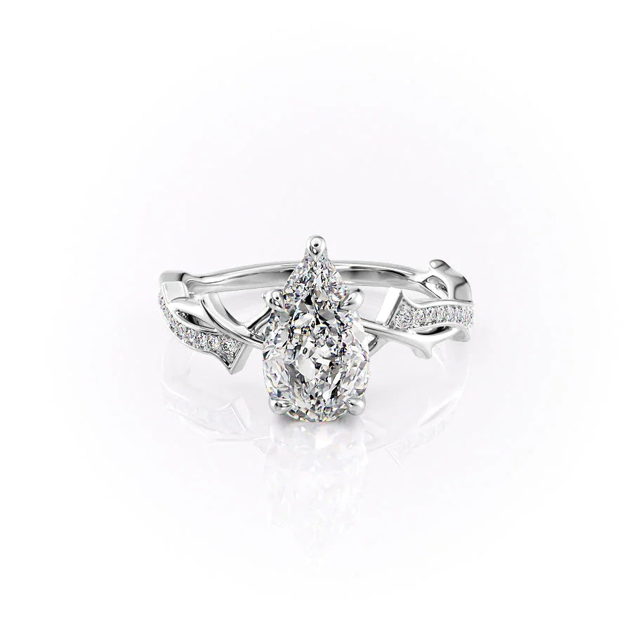 The Pave Coco Set With Pear Pave Lab Diamond 1 Carat 14K White#material_14k-white