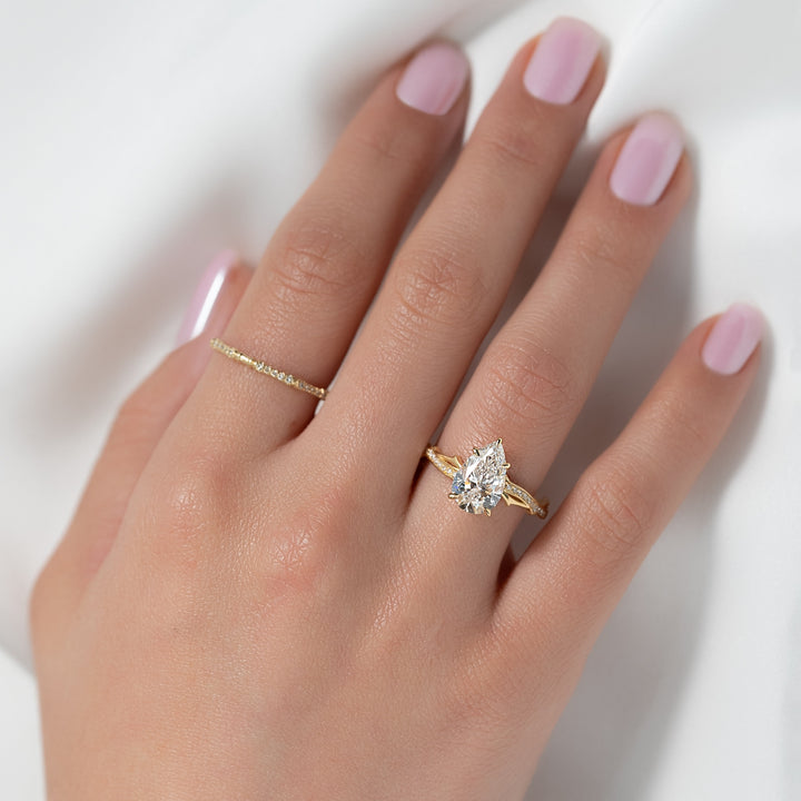 The Pave Coco Pear Lab Diamond Moissanite Engagement Ring *Shown with 2 ct #material_gold