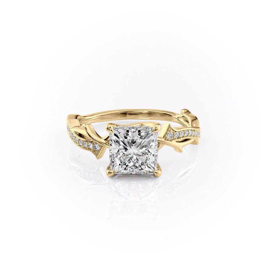 The Pave Coco Set With Princess Pave Lab Diamond 1 Carat 18K Gold#material_18k-gold