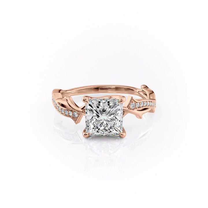 The Pave Coco Set With Princess Pave Lab Diamond 1 Carat 18K Rose#material_18k-rose