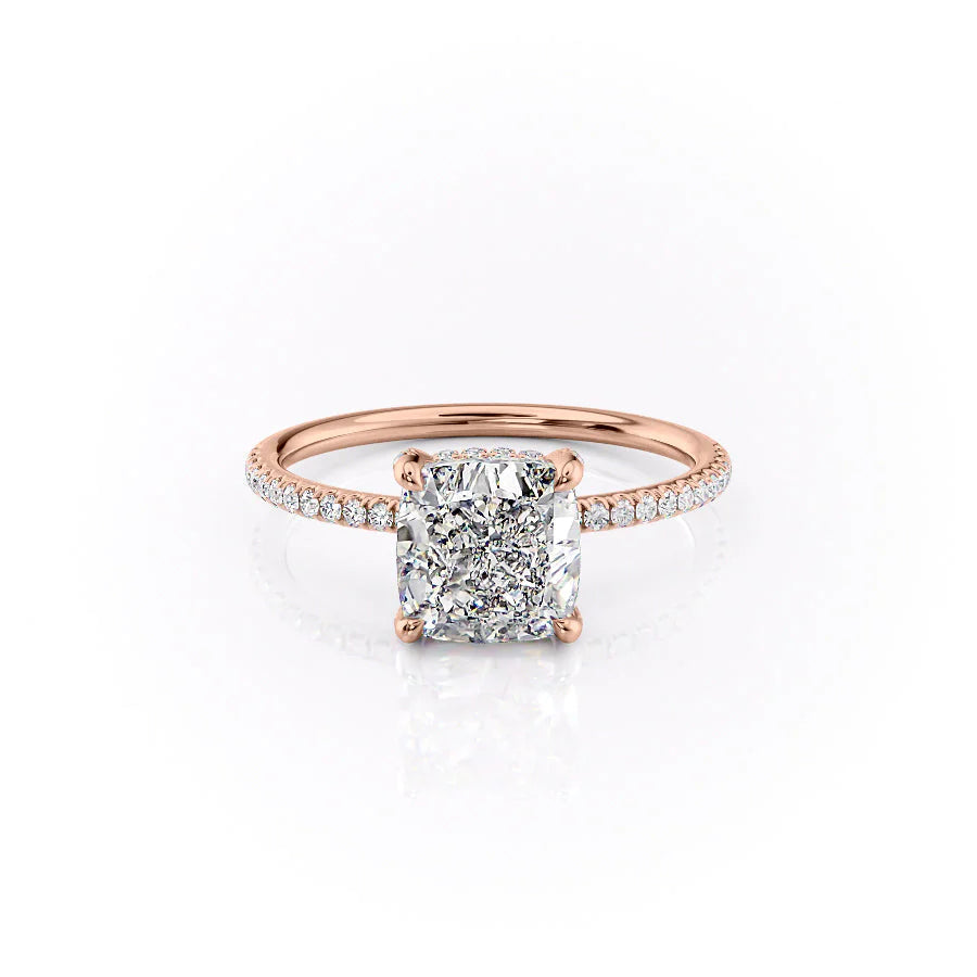 The Pave Crown Liberty Set With Cushion Pave Lab Diamond 1 Carat 14K Rose#material_14k-rose