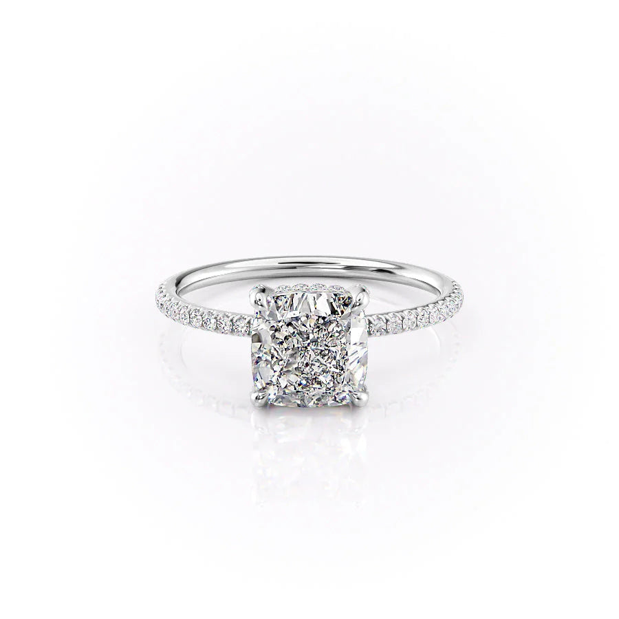 The Pave Crown Liberty Set With Cushion Pave Lab Diamond 1 Carat 14K White#material_14k-white