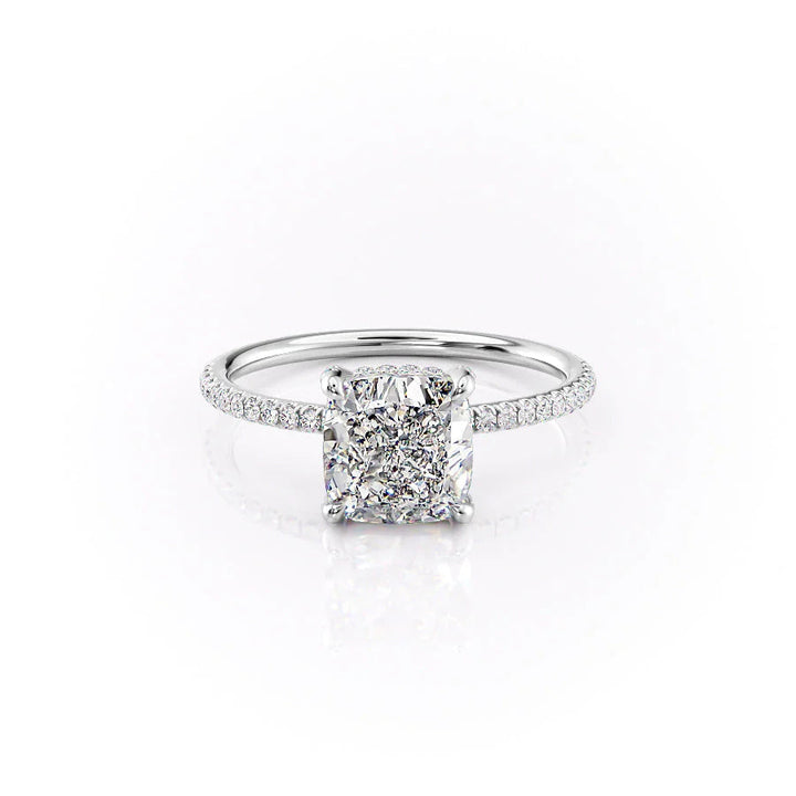 The Pave Crown Liberty Set With Cushion Pave Lab Diamond 1 Carat 18K White#material_18k-white