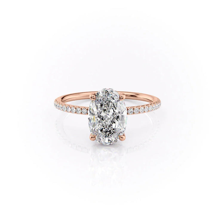 The Pave Crown Liberty Set With Oval Pave Moissanite#material_14k-rose