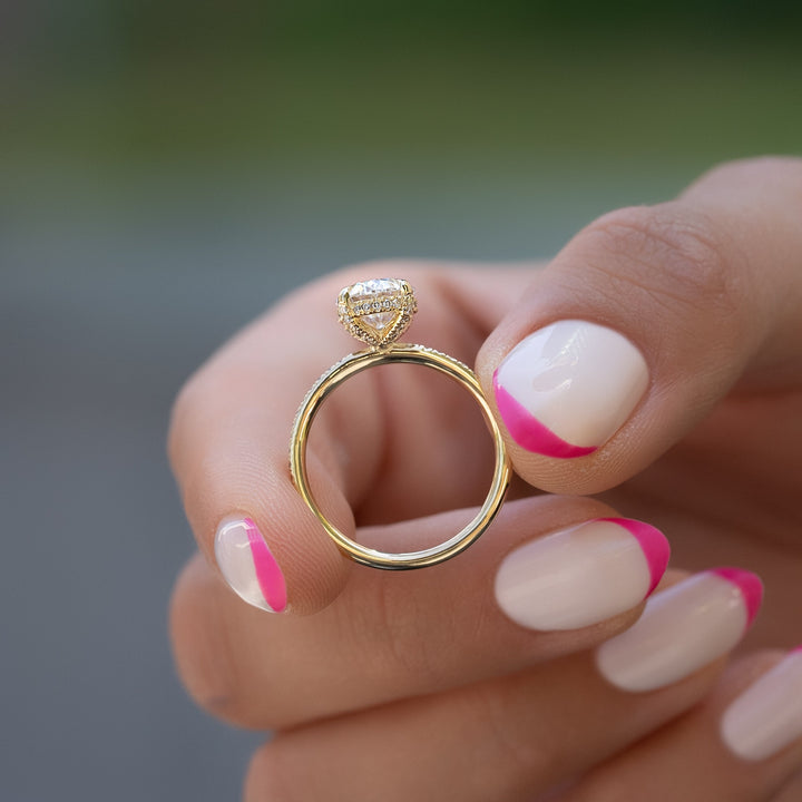 The Pave Crown Liberty Oval Lab Diamond Moissanite Engagement Ring *Shown with 2.5 ct #material_gold