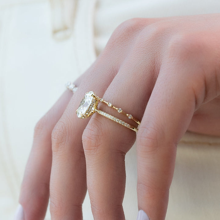 The Pave Crown Liberty Oval Lab Diamond Moissanite Engagement Ring *Shown with 3 ct #material_gold