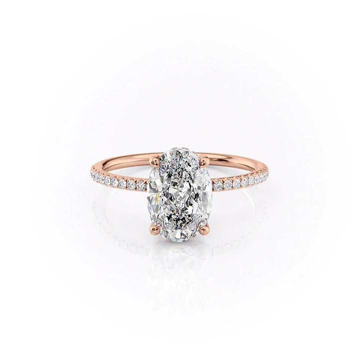The Pave Crown Liberty Set With Oval Pave Lab Diamond 1 Carat 14K Rose#material_rose