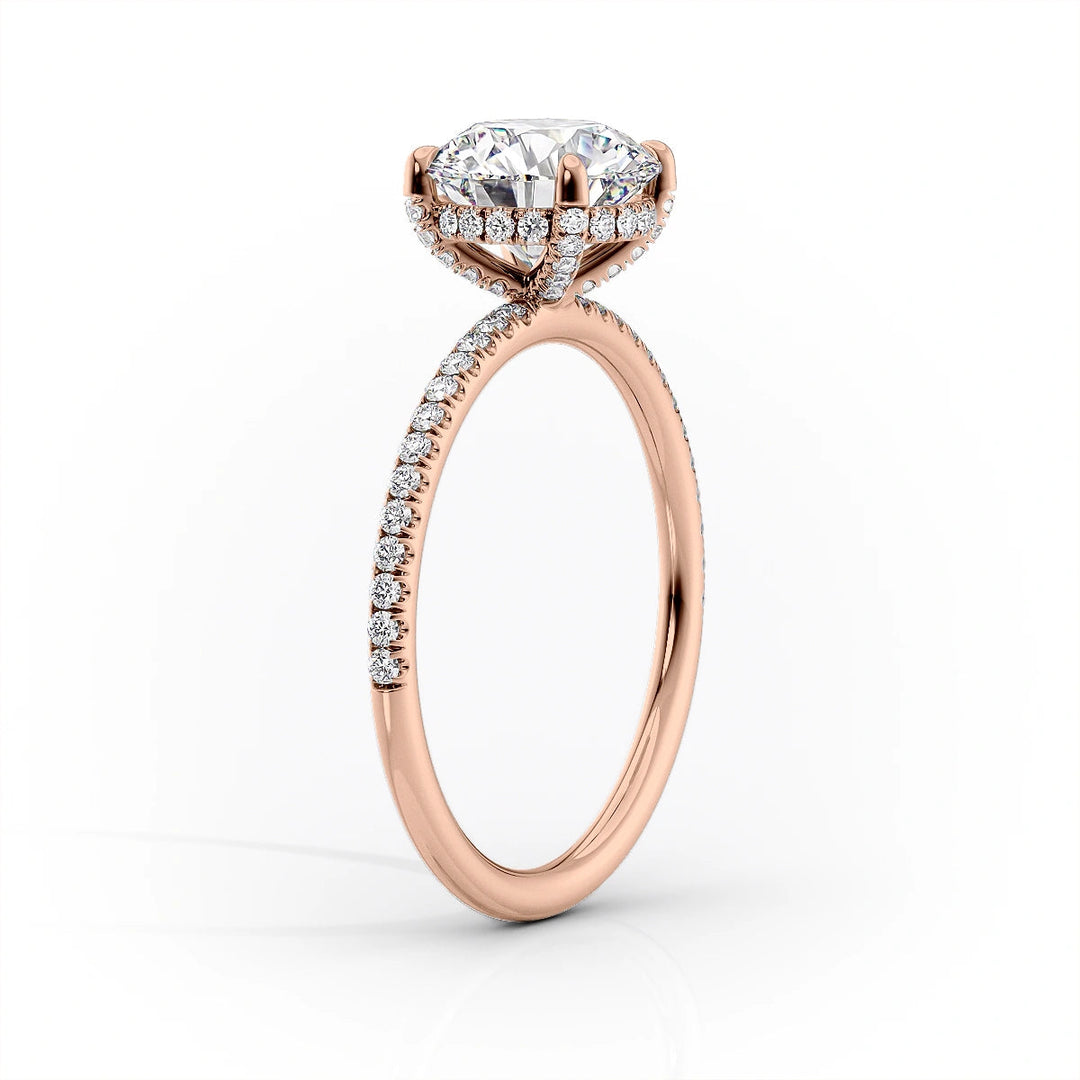 The Pave Crown Liberty Set With Oval Pave Lab Diamond 1.5 Carat 14K Rose#material_rose