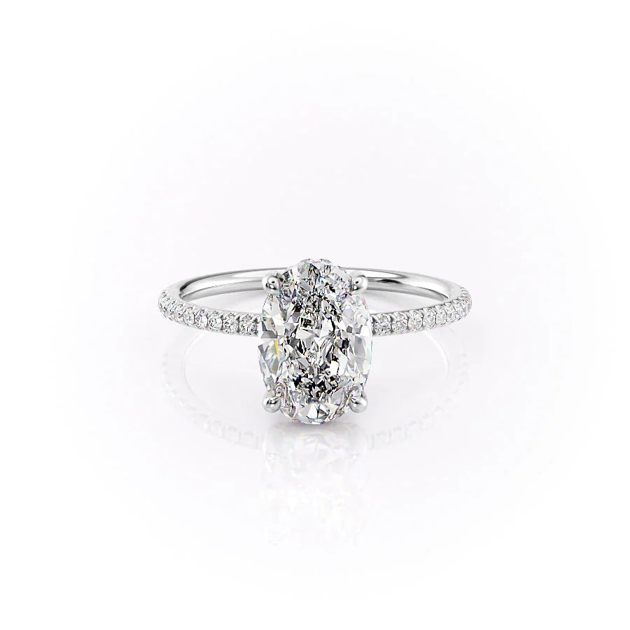 The Pave Crown Liberty Set With Oval Pave Lab Diamond 1 Carat 14K White#material_white
