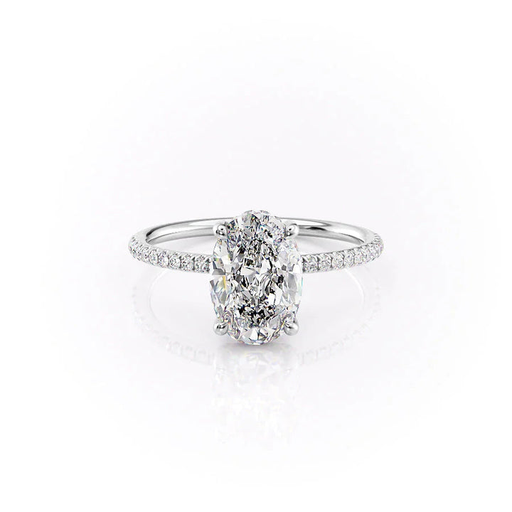 The Pave Crown Liberty Set With Oval Pave Lab Diamond 1 Carat 14K White#material_white