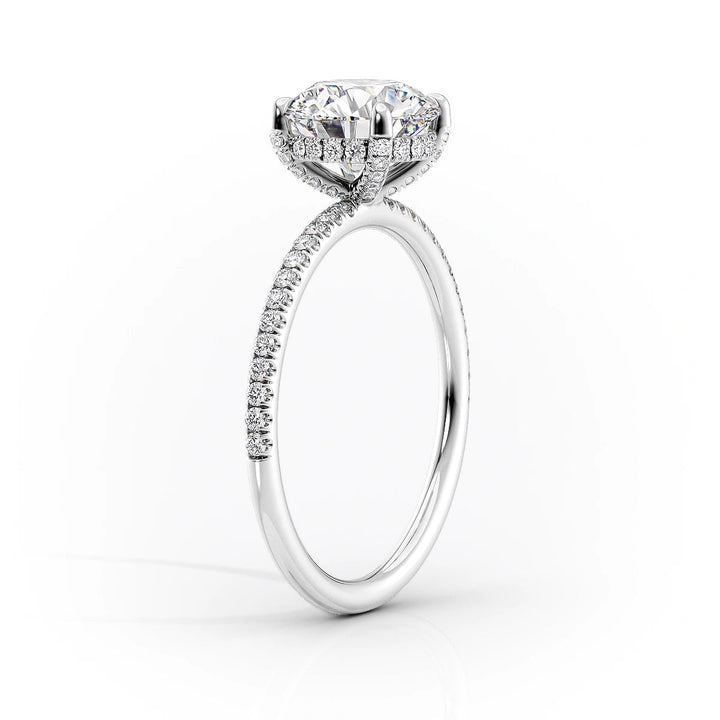 The Pave Crown Liberty Set With Oval Pave Lab Diamond 1.5 Carat 14K White#material_white