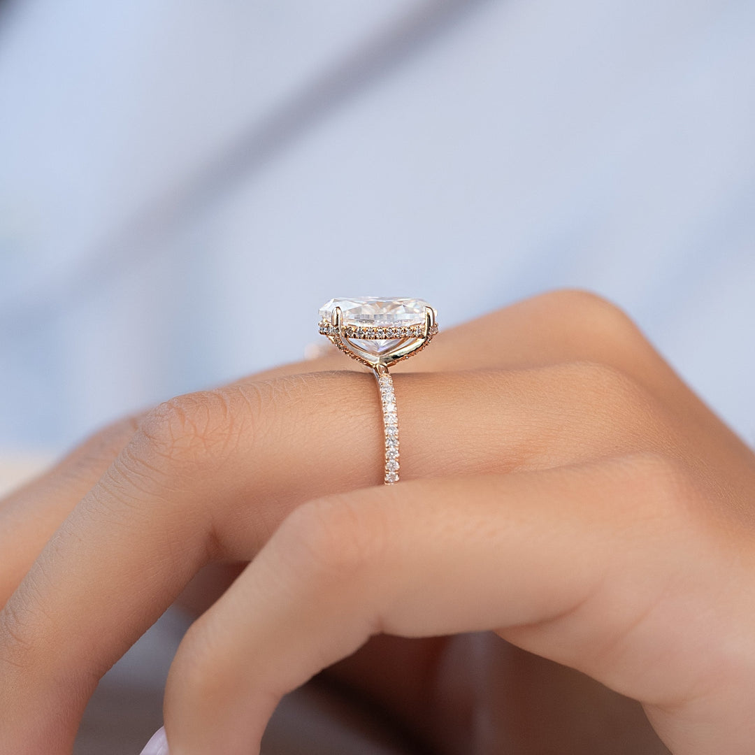 The Pave Crown Liberty Oval Lab Diamond Moissanite Engagement Ring