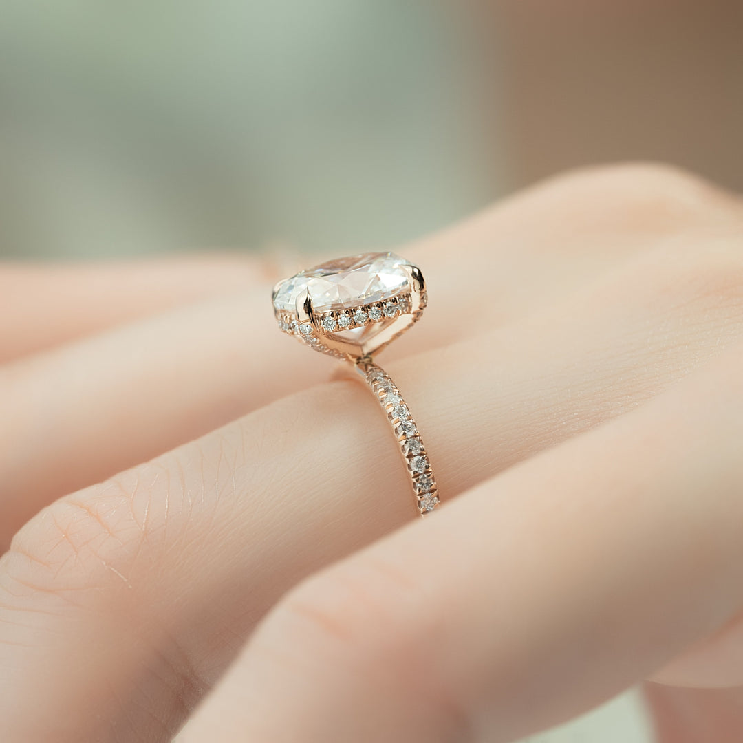 The Pave Crown Liberty Oval Lab Diamond Moissanite Engagement Ring