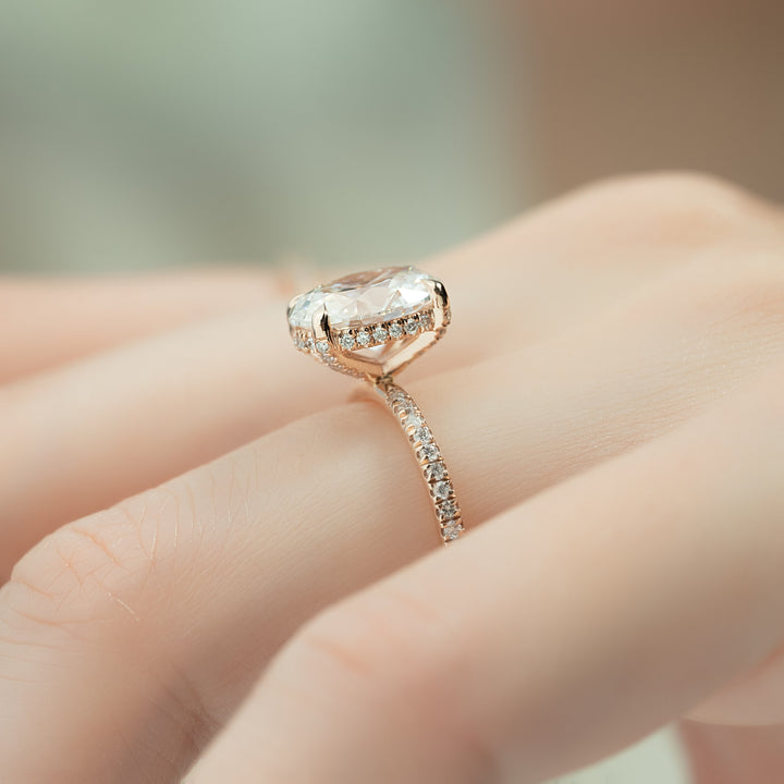 The Pave Crown Liberty Oval Lab Diamond Moissanite Engagement Ring *Shown with 2 ct #material_rose
