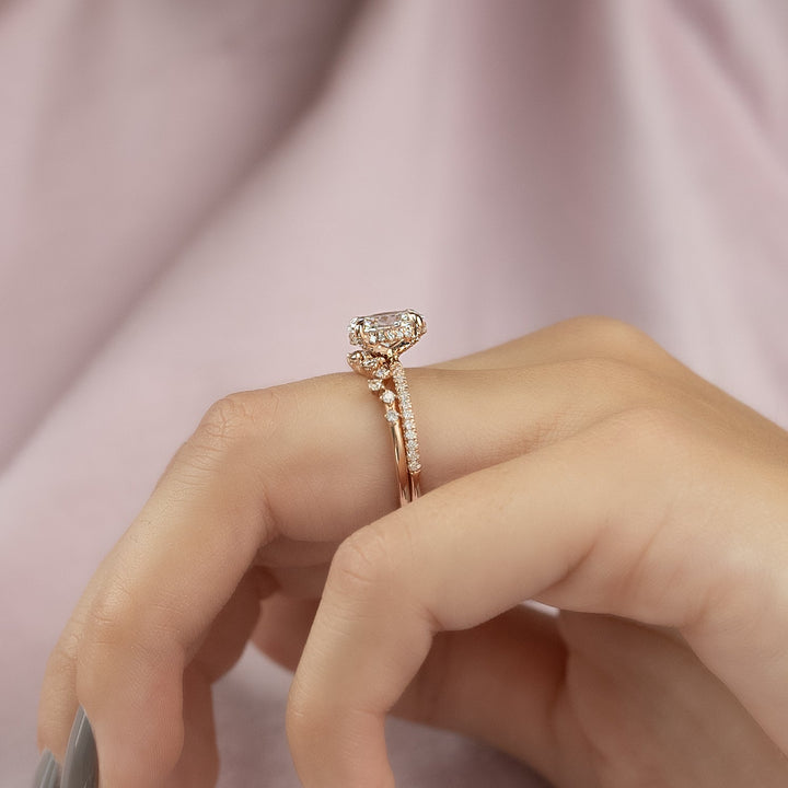 The Pave Crown Liberty Oval Lab Diamond Moissanite Engagement Ring *Shown with 1.5 ct #material_rose