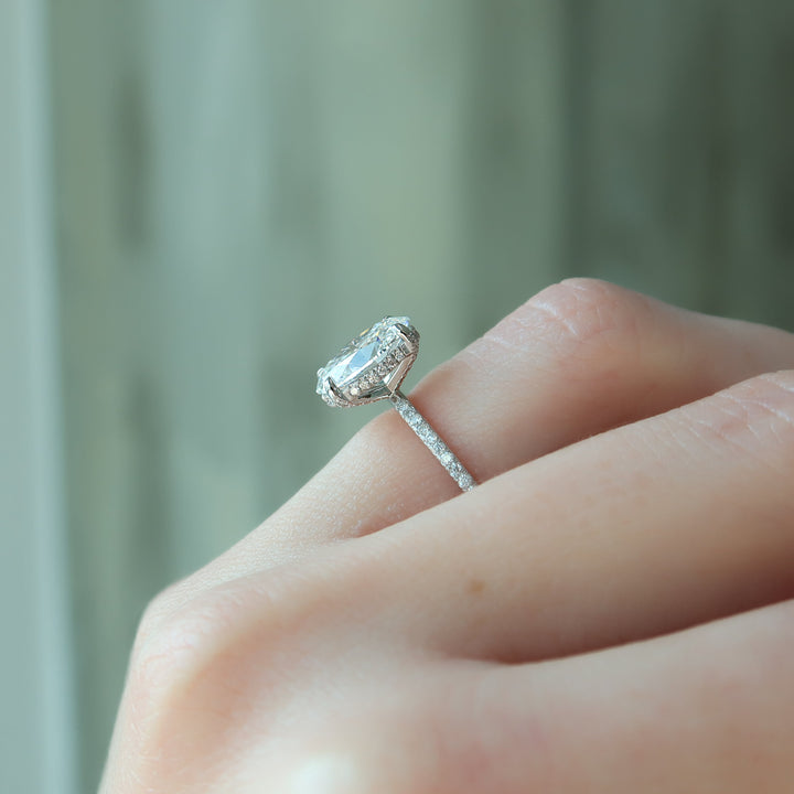 The Pave Crown Liberty Oval Lab Diamond Moissanite Engagement Ring *Shown with 2.5 ct #material_white