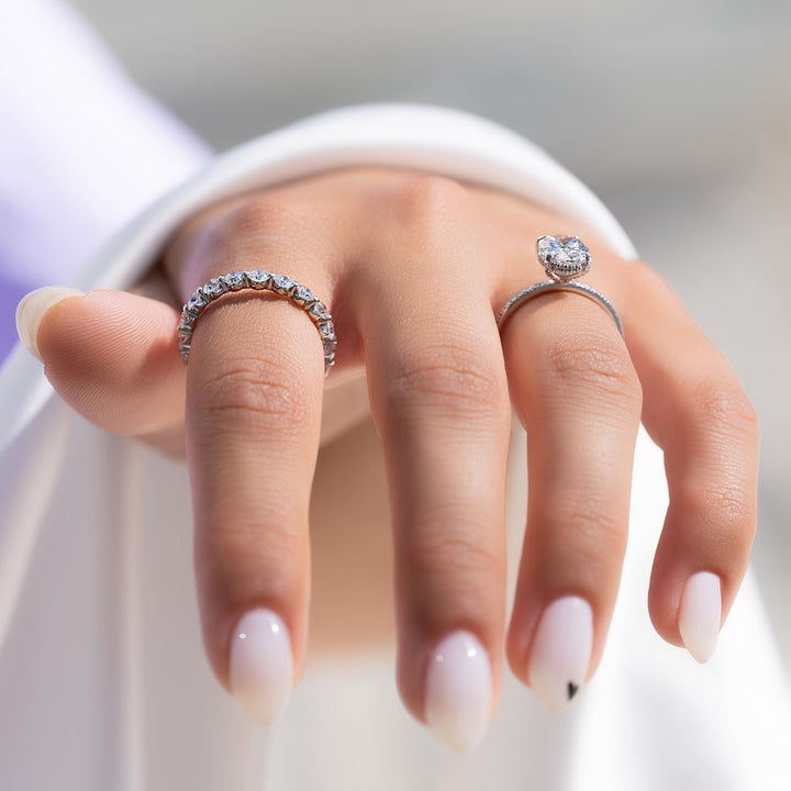The Pave Crown Liberty Oval Lab Diamond Moissanite Engagement Ring *Shown with 2 ct #material_white