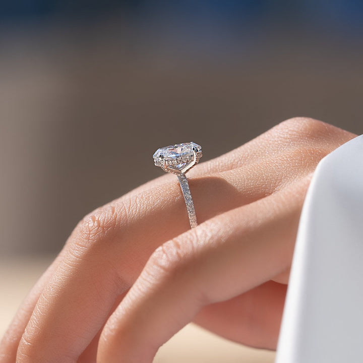 The Pave Crown Liberty Oval Lab Diamond Moissanite Engagement Ring *Shown with 2 ct #material_white