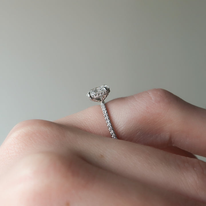 The Pave Crown Liberty Oval Lab Diamond Moissanite Engagement Ring *Shown with 1 ct #material_white