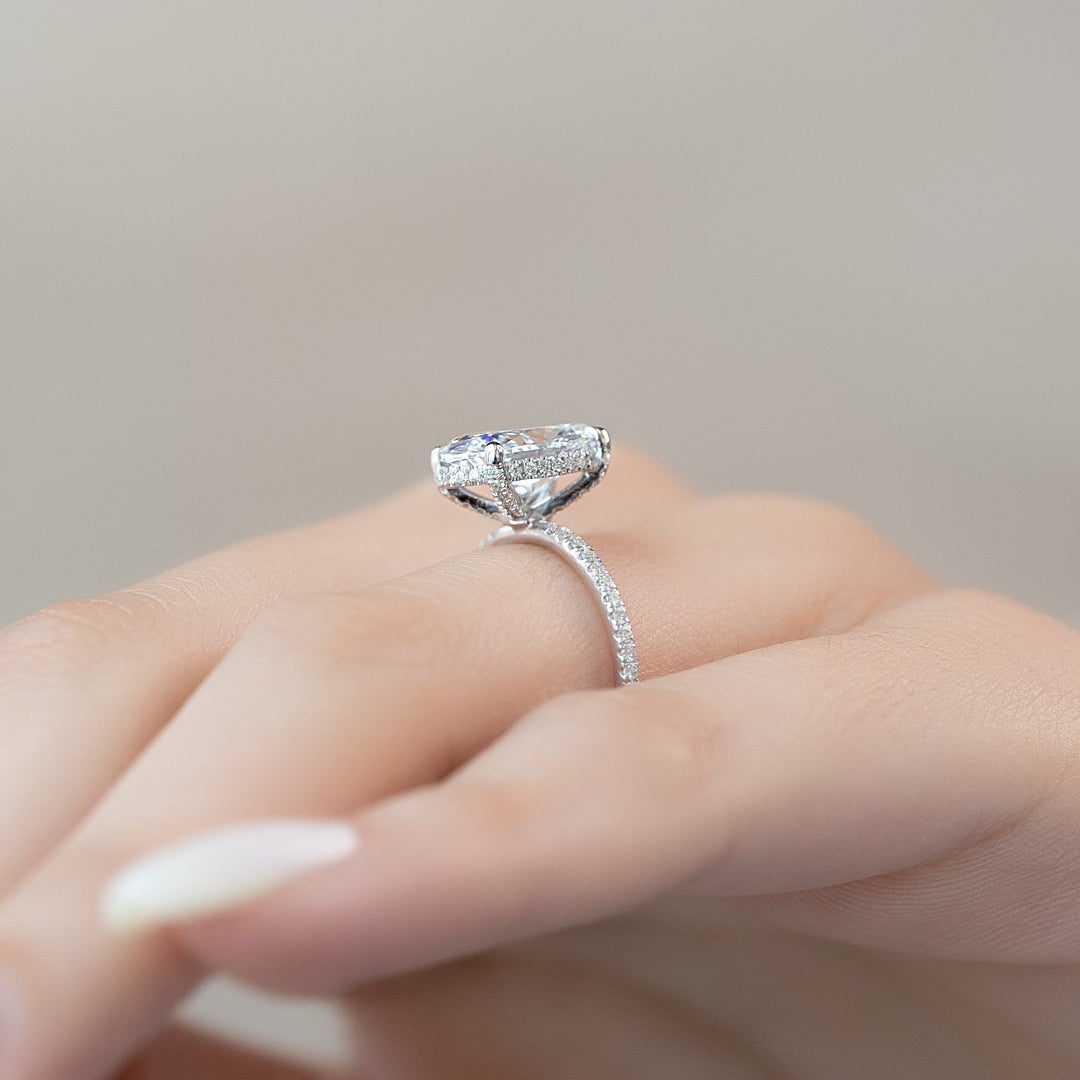 The Pave Crown Liberty Oval Lab Diamond Moissanite Engagement Ring