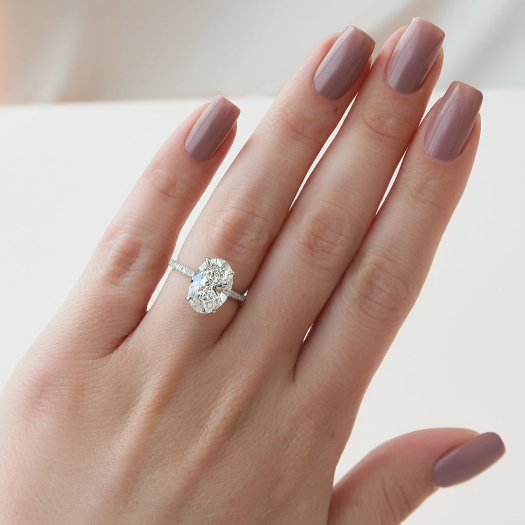 The Pave Crown Liberty Oval Lab Diamond Moissanite Engagement Ring