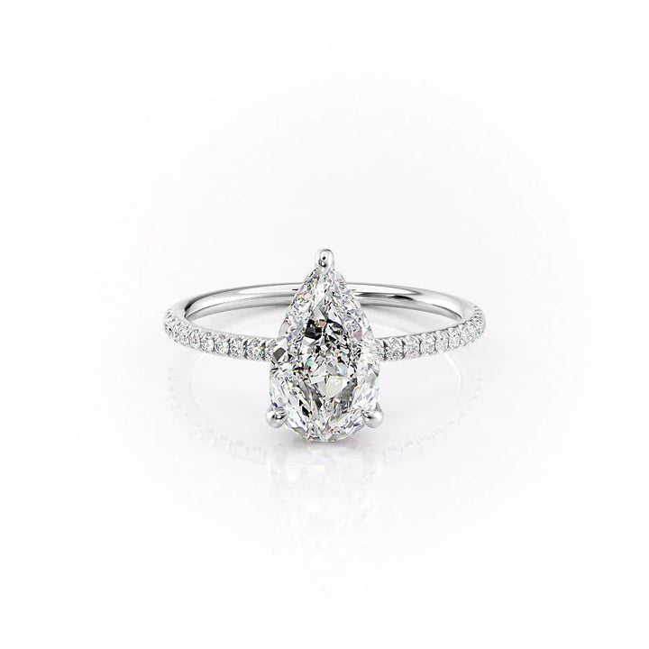 The Pave Crown Liberty Set With Pear Pave Lab Diamond 1 Carat 14K White#material_14k-white