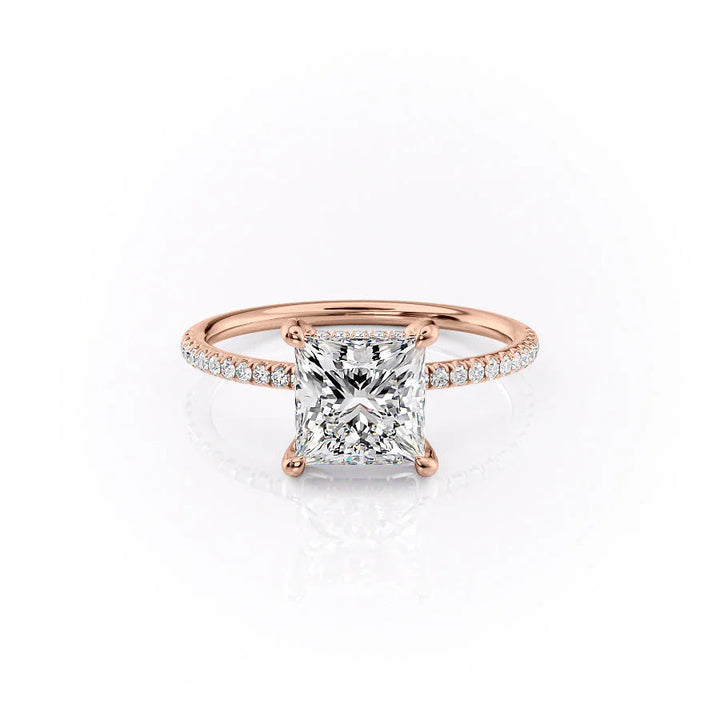 The Pave Crown Liberty Set With Princess Pave Lab Diamond 1 Carat 18K Rose#material_18k-rose