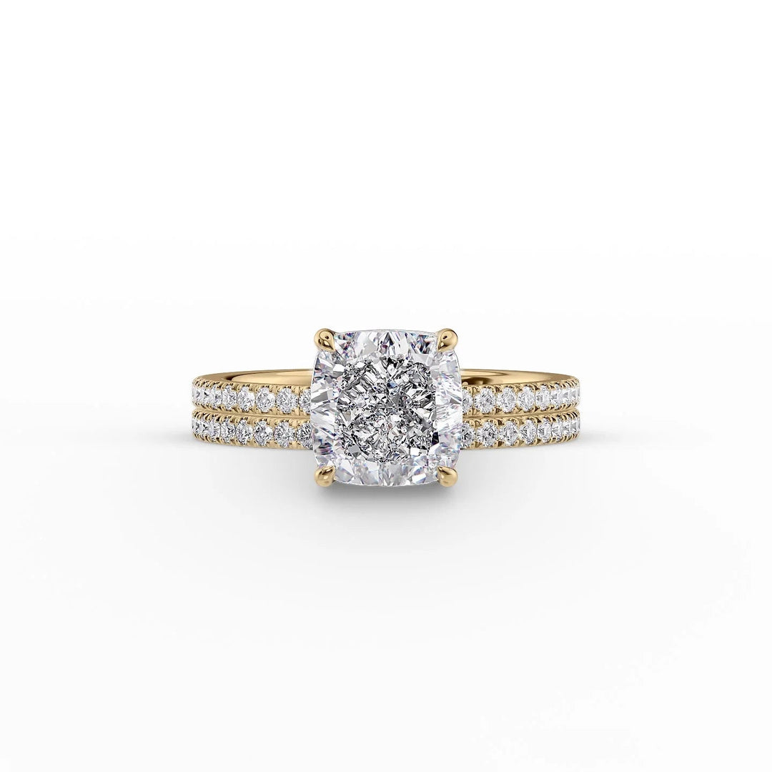 The Pave Estella Set With Cushion Pave Lab Diamond 2 Carat 14K Gold#material_14k-gold