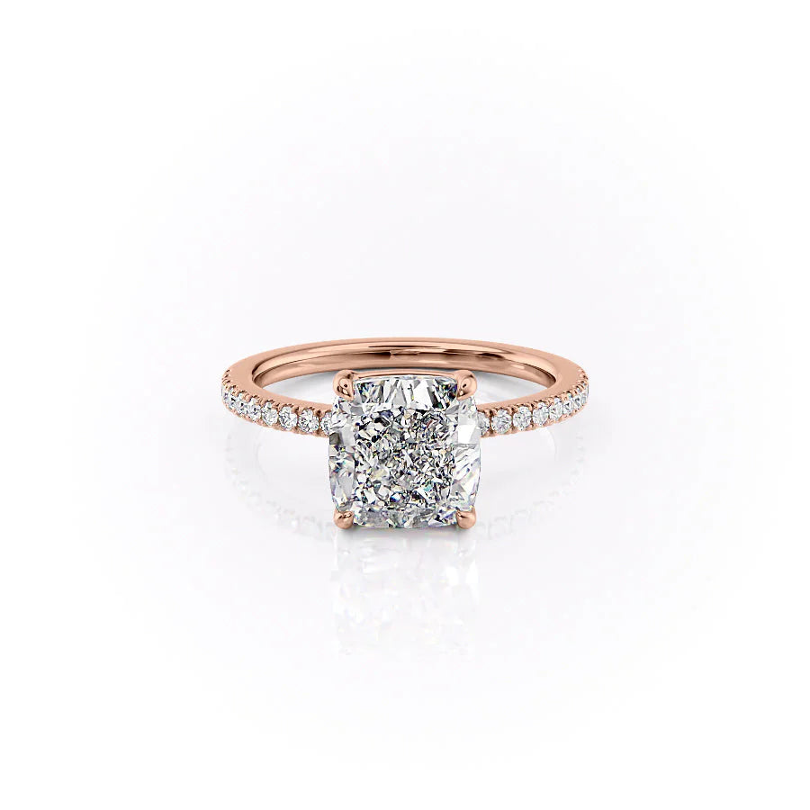 The Pave Estella Set With Cushion Pave Moissanite#material_14k-rose