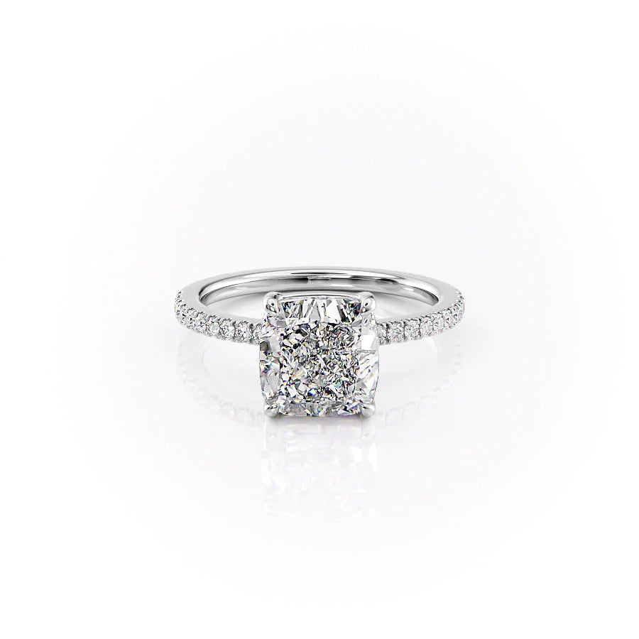 The Pave Estella Set With Cushion Pave Lab Diamond 1 Carat 14K White#material_14k-white