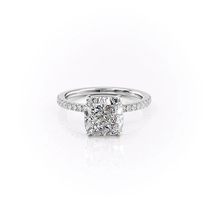 The Pave Estella Set With Cushion Pave Lab Diamond 1 Carat 14K White#material_14k-white