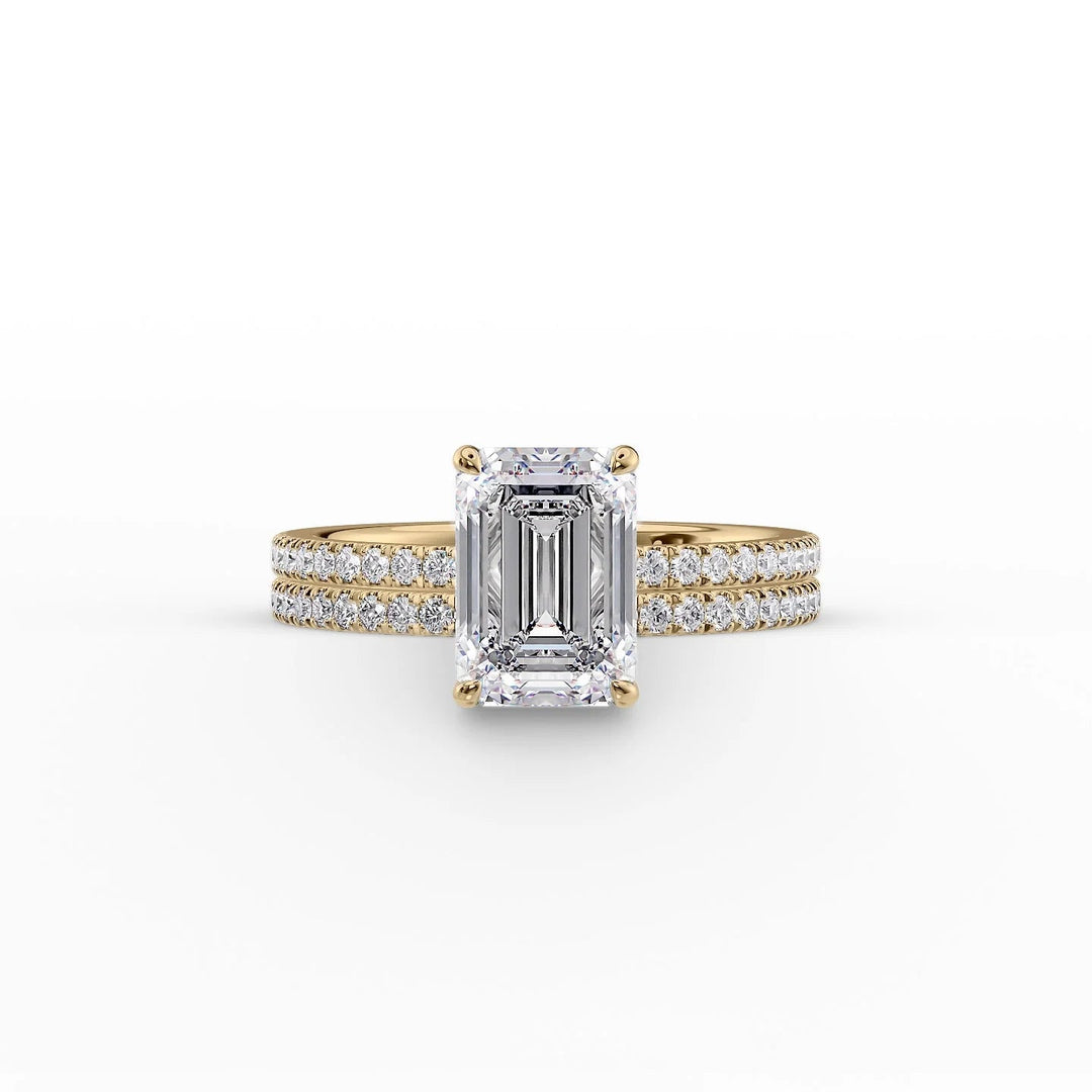 The Pave Estella Set With Emerald Pave Moissanite#material_14k-gold