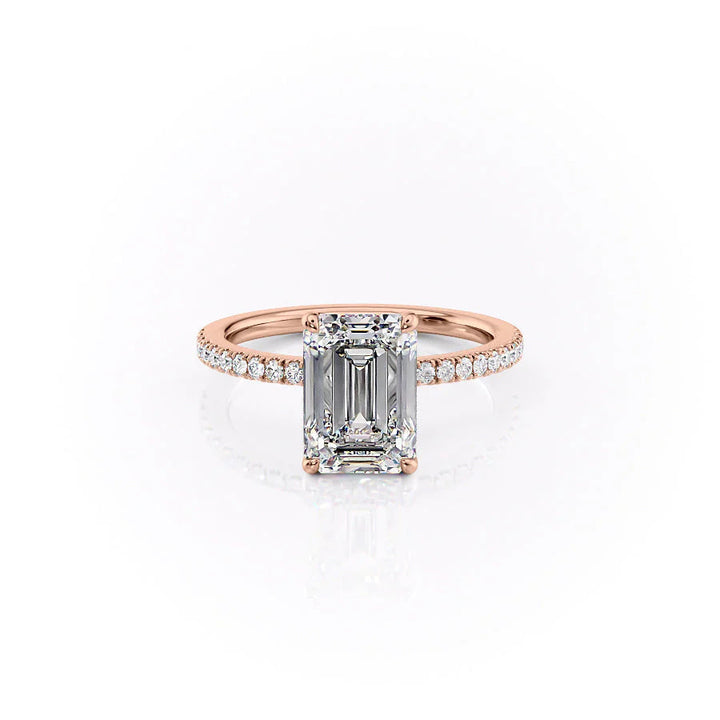 The Pave Estella Set With Emerald Pave Moissanite#material_14k-rose