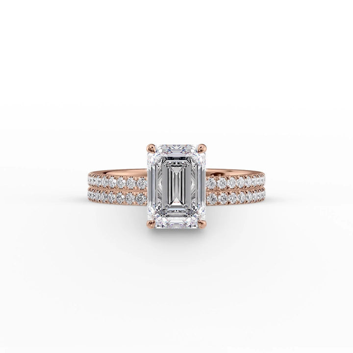 The Pave Estella Set With Emerald Pave Moissanite#material_14k-rose