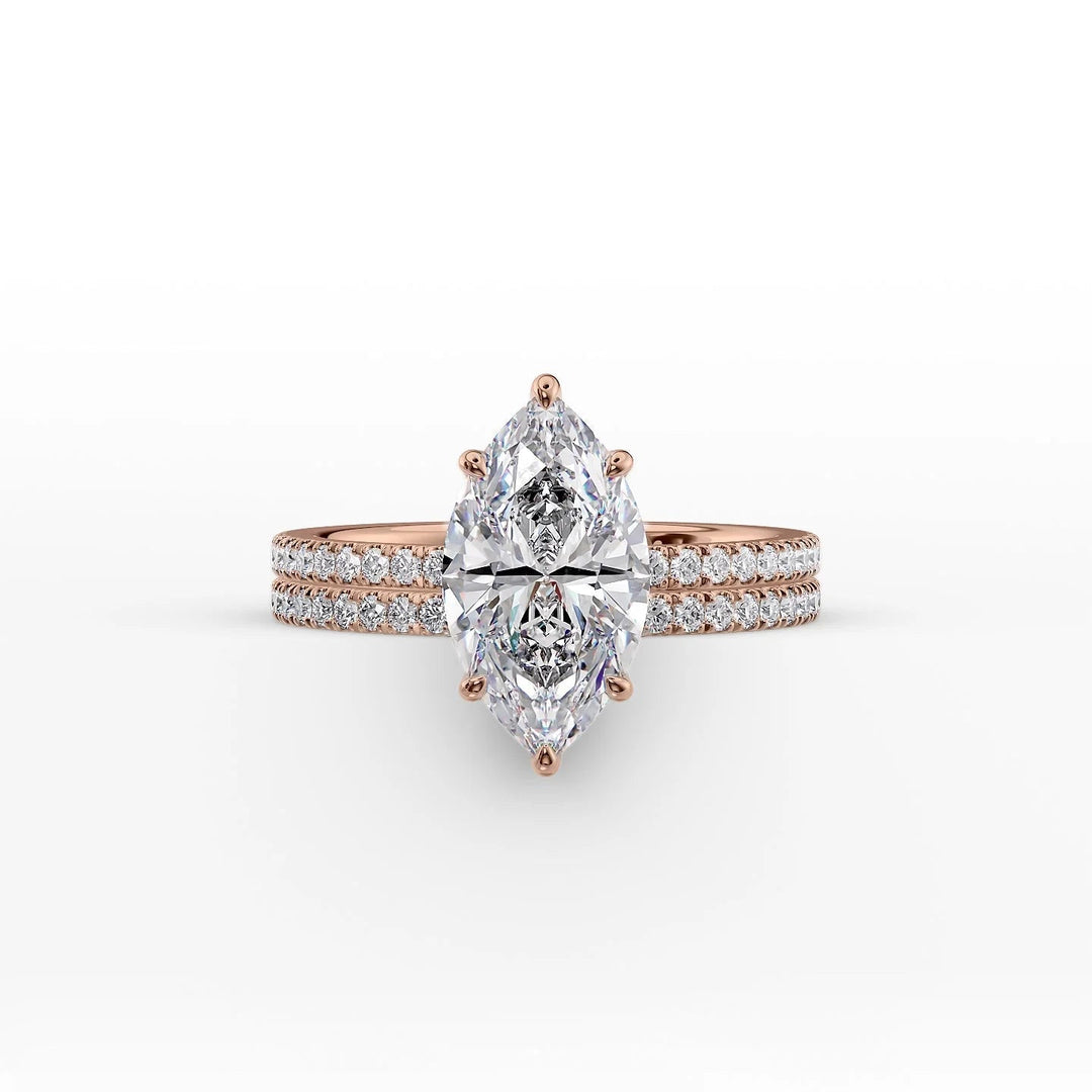 The Pave Estella Set With Marquise Pave Lab Diamond 2 Carat 14K Rose#material_14k-rose