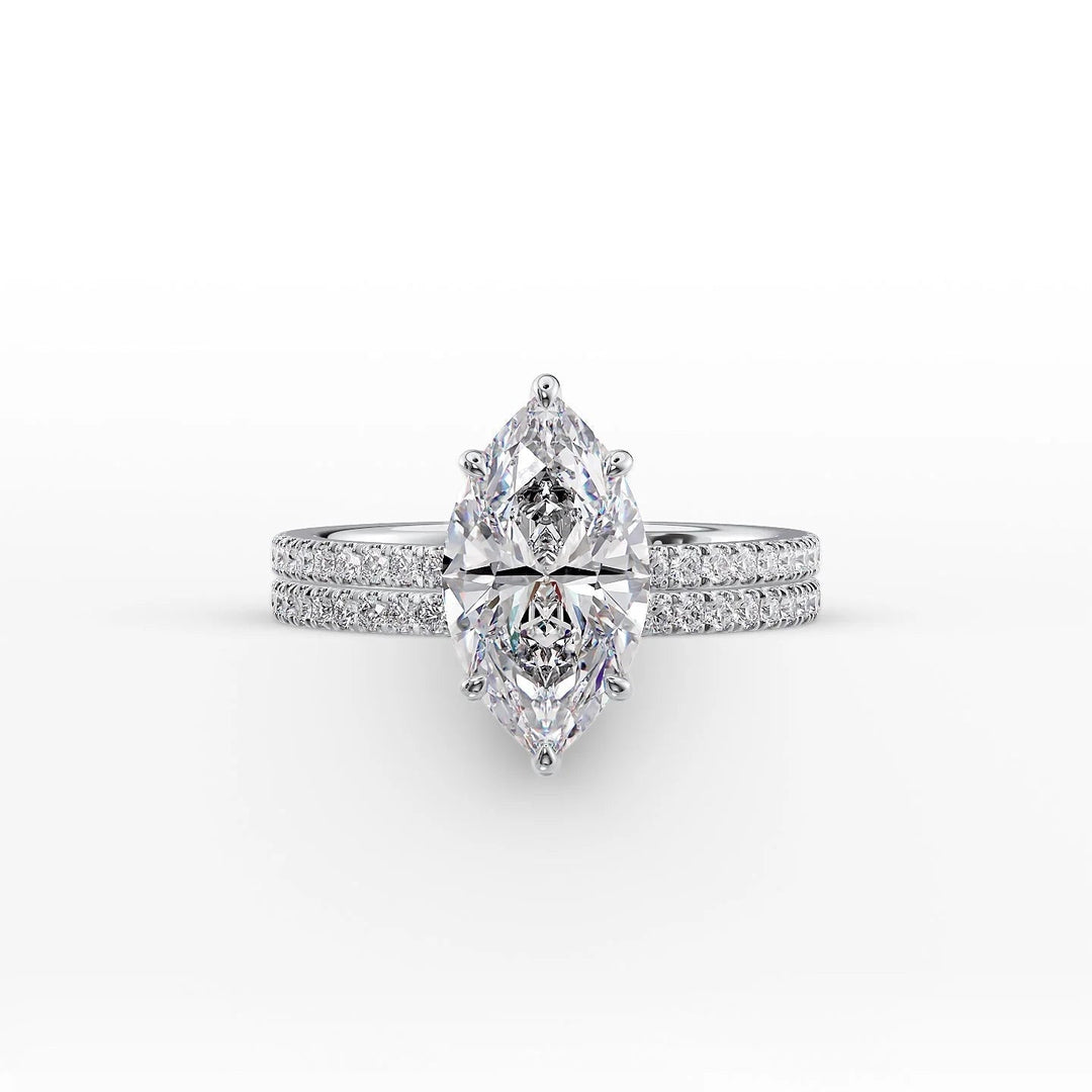 The Pave Estella Set With Marquise Pave Lab Diamond 2 Carat 14K White#material_14k-white