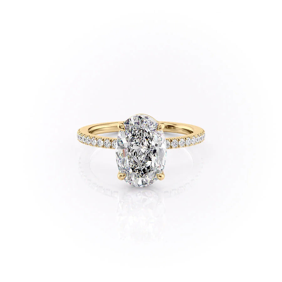 The Pave Estella Set With Oval Pave Lab Diamond 1 Carat 14K Gold#material_14k-gold