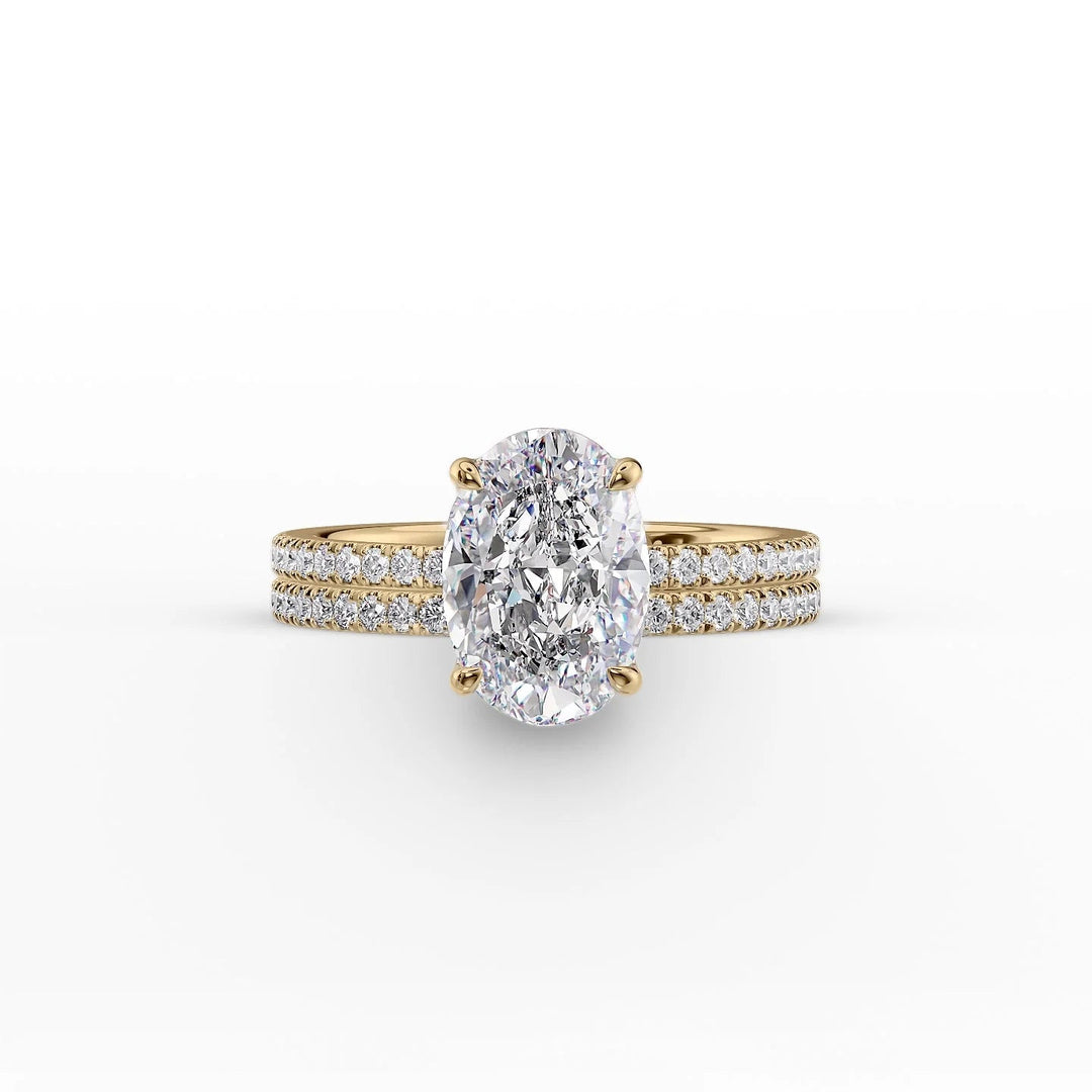 The Pave Estella Set With Oval Pave Lab Diamond 2 Carat 14K Gold#material_14k-gold