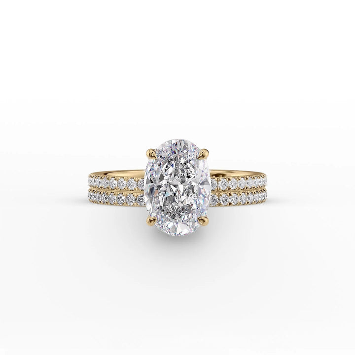 The Pave Estella Set With Oval Pave Lab Diamond 2 Carat 14K Gold#material_14k-gold