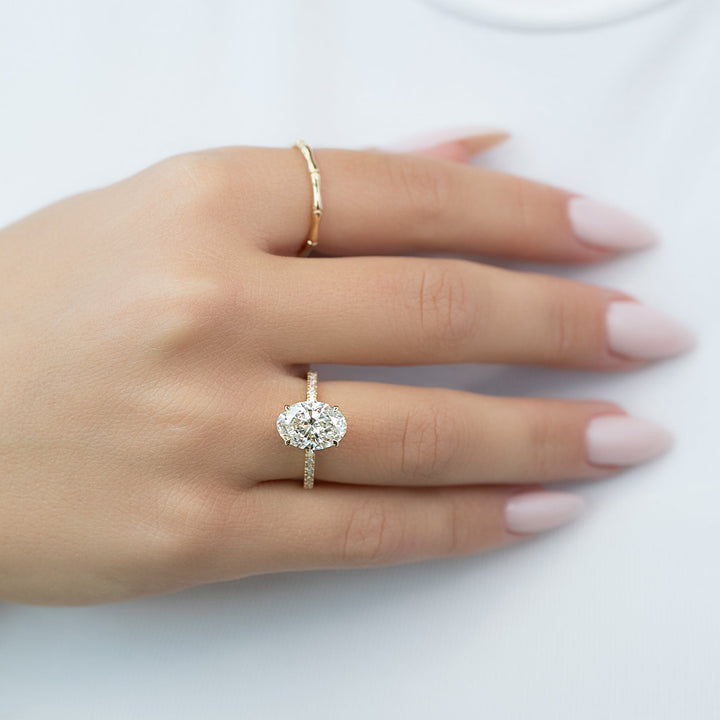 The Pave Estella Set With Oval Pave Lab Diamond 2.5 Carat 14K Gold#material_14k-gold